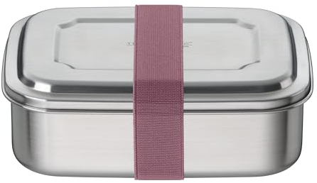 THERMOcafé by THERMOS TC SANDWICH BOX rose gold 1,00l, Brotdose aus Edelstahl mit Textilband, Pausenbrot für Uni, Schule und Büro, spülmaschinenfest und BPA-frei