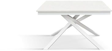 PAZZO DESIGN Ausziehbarer Tisch Debora, gekreuzte Beine, hergestellt in Italien (Sockel weiß, Eschenweiß, 140 x 80 x 76) - id_2158-B