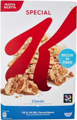Kellogg's 6x Kellogg’s Special K Classic knusprige Getreide-Flakes mit Vollkornweizen – ballaststoffreiche Frühstückscerealien – natürlicher Genuss ohne künstliche Farb- und Aromastoffe 450g