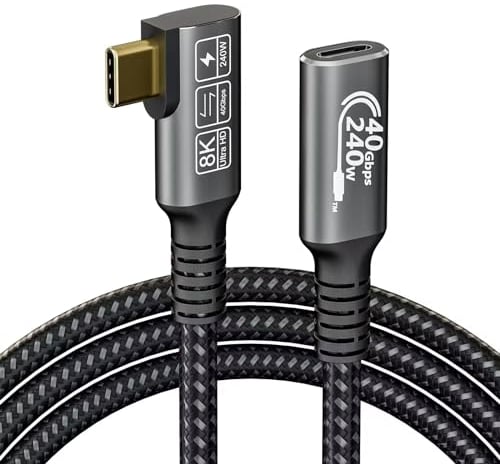 Cable extension USB 4, con cable Thunderbolt 4, de carga de 240 W, cable de datos de 40 Gbps, 8 K a 60 Hz, 4 K, 120 Hz, PD3.1, USB C extender, para hub, dock MacBook, Mac Studio SSD