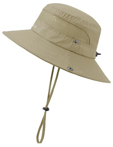 Zando Sonnenhut Kinder, Fischerhut Kinder, UPF 50+ Uv Hut Baby, Schnell Trocknend Verstellbarer Eimer Hut for Jungen Mädchen, Tiefes Khaki, 5-13 Jahre