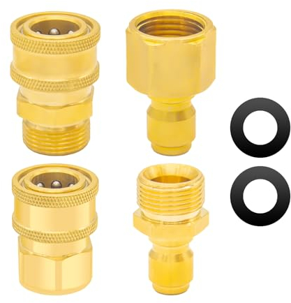 Pressure Washer Quick Connect Kit,M22 15mm to 3/8 Inch NPT Hose Quick Connect Fitting Coupler Male Female Threads Stainless Steel Adapters Compatible with Sunjoe,Campbell Stanley Pressure Washer,4 Pcs