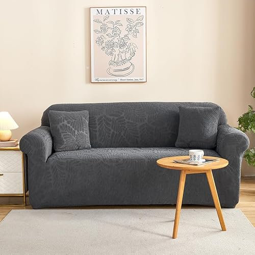 Sofaschoner Schwarz Sofaüberwurf Weich Spandex Sofaschoner rutschfest Couch Überwurf Waschbare Sofa Überzug Sofabezug mit Elastischen Riemen Sofabezug L Form Universelle 3 Sitzer