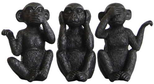Kichvoe 3 Weise Affen-Statue Hören Nicht Sehen Nicht Sprechen Nichts Böses Wahrheiten Affenfiguren Weisheitsaffe Skulptur Für Zuhause Fengshui- Bringt Glück