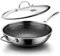 DOTCLAD Wokpfanne, Hybrid-Wok mit Deckel, PFOA-freies Kochgeschirr, antihaftbeschichtete Edelstahl-Woks und Bratpfannen, antihaftbeschichtet, spülmaschinen- und ofenfest, funktioniert auf Induktion