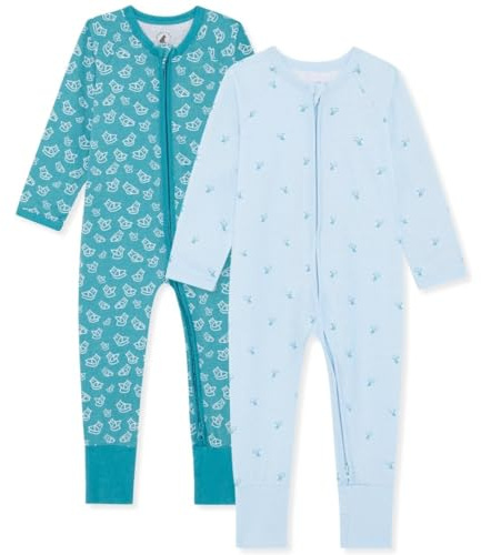Bramble & Bear Unisex Baby (2 Pack) Toddler Sleepsuits, Tawny & Teal, 6-9 Months UK
