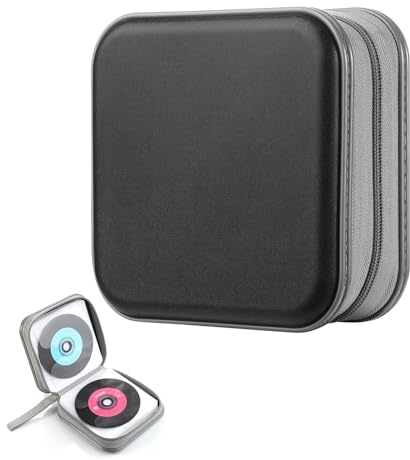SVUPUE Sac de rangement pour CD, DVD, 40 disques, sac de rangement pour voiture et maison, noir