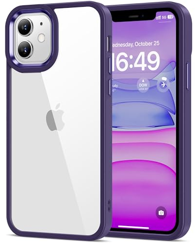 HOOMIL Crystal Clear Hülle für iPhone 11, [Anti Gelb] [Militärisch Stoßfest] Transparent Rückseite Schutzhülle - Lila