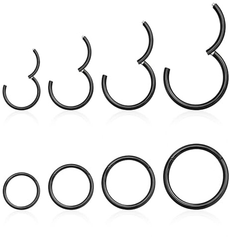 jagosen Nasenpiercing Ring Schwarz 8stk 18g Nasenring Nostril Septum Piercing Rings Set Chirurgenstahl Dünn Lippenpiercing Septum Clicker Knorpel Piercing Ohr Für Damen Männer 8mm/10mm/12mm/14mm