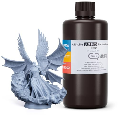 ELEGOO ABS-Like 3.0 Pro Resin Grau 1000g, Aufgerüstetes 3D-Drucker Harz für höhere Hitze- und Kratzfestigkeit, Kompatibel mit den meisten MSLA/LCD/DLP-Lichtaushärtungs-3D-Druckern