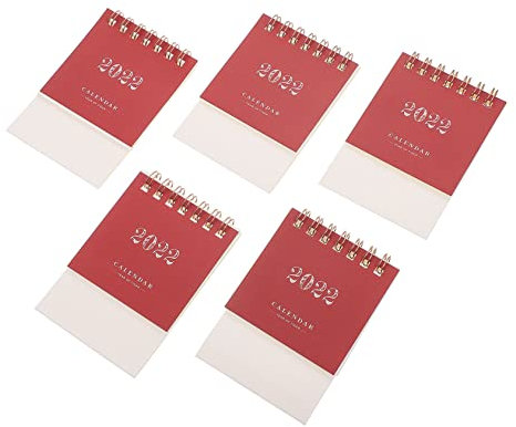 FUNOMOCYA 5stücke Tischkalender Kompakte Schreibtischplaner Für Büro Und Zuhause Für Notizen Und Erinnerungen Robustes Design Und Platzsparend Stilvoll Weinrot
