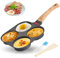 RANJIMA Padella per uova fritte con coperchio, a 4 fori, per pancake, per colazione e uova fritte con per padelle antiaderenti, utensili da cucina, padella per cottura a gas a induzione, per carnevale
