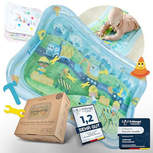 TummyTime Wassermatte XXL by Freudeskind, Baby Wasserspielmatte, 100% Phtalate- & BPA-frei ab 0, 3, 6, oder 9 bis 24 Monate, Sensorische Montessori Spielmatte, Babyspielzeug Bauchlage