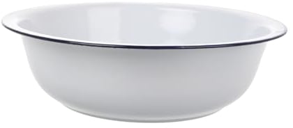 Housoutil Emaillierte Retro Rührschüssel Robustes Waschbecken Küchenbecken Weiß Dickwandiges Mehrzweck-becken Zum Backen Mischen Gemüse Waschen Vintage Design