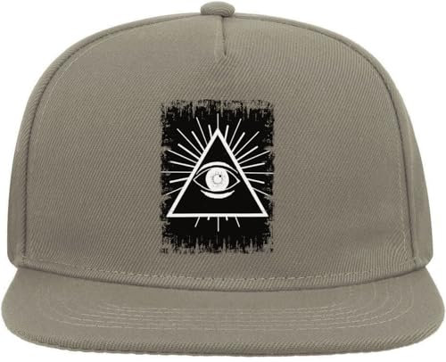 Illuminati NWO All Seeing Eye Triangle Snapback Flat Visor Cotton Blend Cap Gray, grau, Einheitsgröße