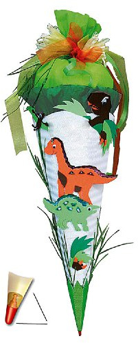 BASTELSET Schultüte - Dinosaurier/Dino - 85 cm - mit Holzspitze - Zuckertüte Roth - ALLE Größen - 6 eckig Saurier Dinos T-Rex Jungen