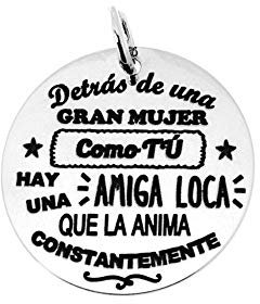 Inmaculada Romero IR Colgante plata Ley 925m chapa 24mm. lisa redonda mensaje amiga dedicatoria