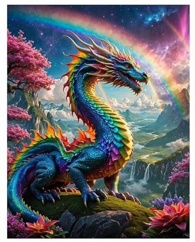 Mandun Art Drachen Diamond Painting Erwachsene, Drachen Diamant Painting, Full DIY Diamant Kunst Malerei Stickerei Set Home Wand Dekor 30x40cm