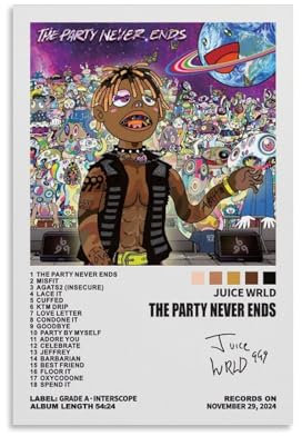 NEWTRASI Juice Wrld Poster The Party Never Ends, Albumcover, Musikposter, 30 x 45 cm, ungerahmt