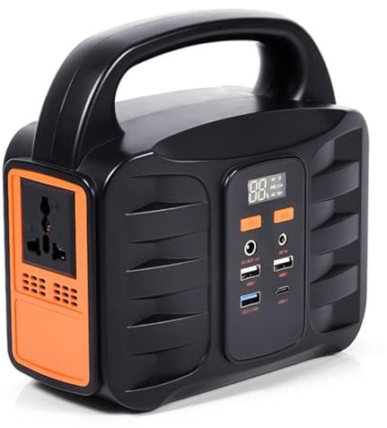 SDAJS Power Bank Tragbares Energiespeicher-Netzteil 200 W Notbeleuchtung Energiespeicher-Netzteil 220 V Notstromversorgung für Campingställe im Freien (100 W (50000 mA)/Orange)