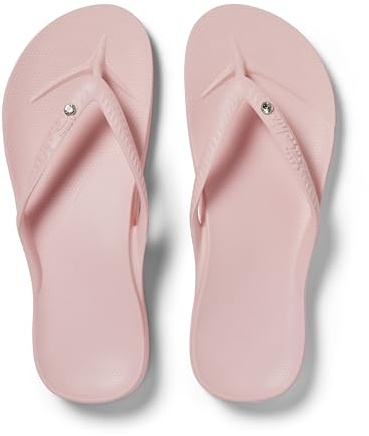 ARCHIES Arch Support Flip Flops for Men & Women – Orthotic Sandals for Plantar Fasciitis Relief – Lightweight, Cushioning, Shock-Absorbing Sandals for Walking, Foot Pain - Crystal Pink (UK 8)