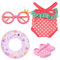 Maillots de Bain pour Poupées, 4 Pièces Vêtements de Bain pour Poupée, Tenue de Piscine de Poupées 43 cm, Set de Bain Baby Born avec Chaussures Cercle de Natation Lunettes de Soleil