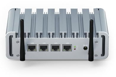 Firewall Mini PC Alder Lake N100, PC senza ventola 4 2.5Gbe Lan, Micro Network Appliance, 16GB DDR5 RAM 256GB SSD, HD1.4, DP1.2, i226 Lan, USB3.0, Wifi, Slot SIM, Server, Software Firewall, RTC