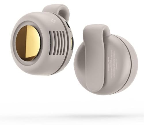 Clip On Waist & Neck Fan - Portable Bladeless Hands FreeFan, Ultra-Quiet 3-Speed Cooling Fan for Outdoor/Travel – Mini Wearable PersonalFan (White)