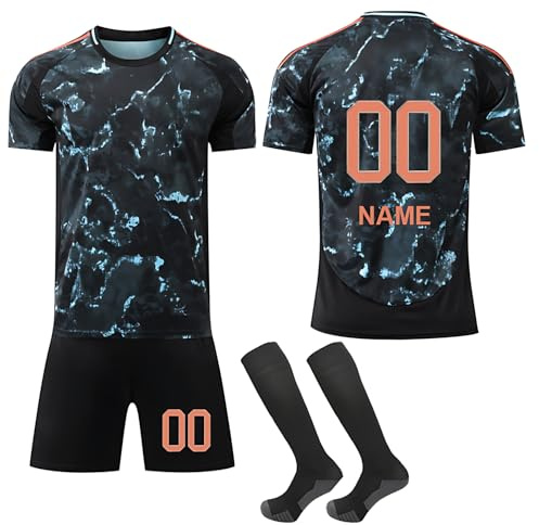 Kinder Fußball Trainingsanzug 24/25 – Personalisierbar mit Namen und Nummer – Heim- und Auswärtsdesign – Inkl. T-Shirt, Shorts & Stutzen B