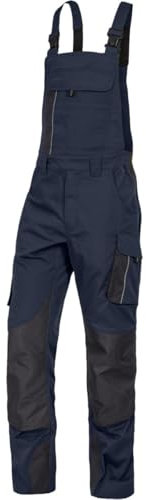 Leibwächter Dynamic Line Arbeitslatzhose Herren Gr. 54, Stretch Latzhose in marine mit Reflexpaspeln und Knieverstärkung, Arbeitshose mit Taschen für Baustelle, Werkstatt und Montage