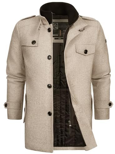 Indicode Herren Brandon Winter-Wollmantel warmer Kurzmantel mit Stehkragen | Edler Wollmantel mit Stehkragen, Herrenmantel, Kurzmantel, Wintermantel, Businessmantel, Übergangsmantel für Männer