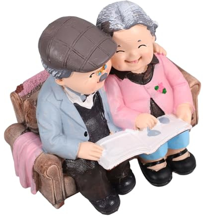 MUELODSIC Kreative Großeltern Figur aus Resin Liebevolles Älteres Miniatur Ornament Dekoratives Geschenk für Senioren Tisch Wohnraumdeko zum Valentinstag Handgefertigte Zufällige Farbe