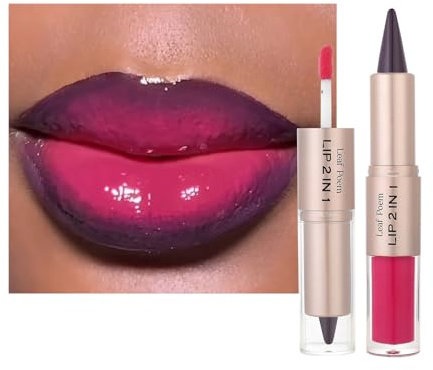 2-in-1-Lippenkonturenstift und Lippenstift mit zwei Enden, glänzender Glitzer-Spiegel-Flüssig-Lippenstift, langanhaltender hochpigmentierter Lippenkonturenstift, vielseitiges Lippen-Makeup (#08)