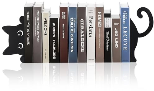 Vesavifaka Ensemble de Serre-Livres en métal en Forme de Chat Espion avec 2 Styles, Serre-Livres de Noël pour étagères, Support décoratif pour Livres pour Bureau à Domicile, Cadeau pour Les Amateurs