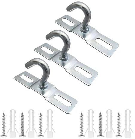 3 Pièce Crochet de Plafond,Fixation Plafonnier,Plafonnier Lustre Crochets Visse Mount,Accessoires de Quincaillerie,Heavy Duty Fer Galvanisé pour Lampe Ventilateurs de Pafond Panier de Fleurs