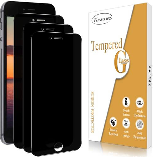 Kesuwe 3 Piezas Protector Pantalla de Privacidad para iPhone SE 3 / SE 2 | (iPhone SE 2022 / SE 2020) Anti Espía, Dureza 9H Cristal Templado, Antiarañazos, Antihuellas, Sin Burbujas