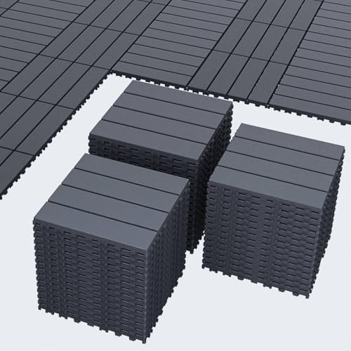 44 pièces Dalles de Terrasse Extérieure Clipsables(30x30 cm),Dalles Clipsables Exterieur,Caillebotis Plastique Antidérapant à Drainage Rapide pour Jardin,Piscine,Balcon