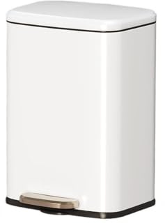 Poubelle, Poubelle de Recyclage Domestique 9L for la Cuisine, en Acier Inoxydable, avec Seau intérieur Amovible, pédale et Fermeture amortie, pour l'intérieur(White)