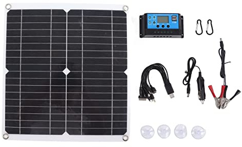 Kit Panneau Solaire 20W 12V Monocristallin avec Contrôleur 10A et USB 5V - Haut Rendement 21%, IP65 Étanche, Installation Facile pour Usage Extérieur