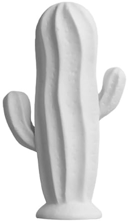ELEOUTI Adorno de Cerámica Cactus Blanco Pequeño, Decoración Creativa para Hogar y Oficina, Figura Artística de Cactus Moderna y Minimalista, Conjunto de 3 Piezas para Salón y Escritorio