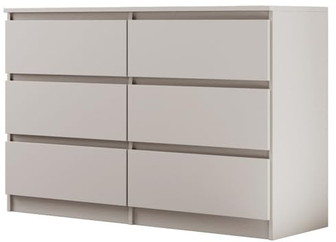 BEAUTY SOFA Schubladenkommode mit 6 Schubladen, Sideboard Kaschmir in Holzoptik, Schlafzimmerkommode & Anrichte für Wohnzimmer, Modell Lemon, 120x78x39 cm