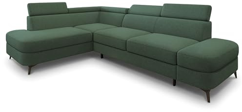 Masseno Ecksofa AVISE Q L-S mit Schlaffunktion L-Form, Klassisch Sofa mit Bettkasten, Wohnzimmersofa, Couch, Soffa, Bettsofa, Couchgarnitur - Grün, Quelle 37