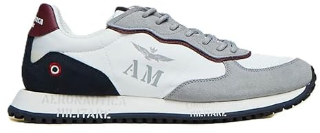 Aeronautica Militare Herrenschuhe, Sneakers, SC0320, Leder, 94753 Weiß Blau Grau, 45 EU