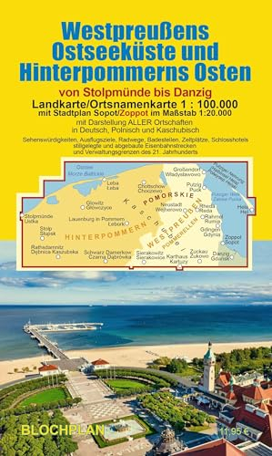 Landkarte Westpreußens Ostseeküste und Hinterpommerns Osten: mit Stadtplan Sopt/Zoppot