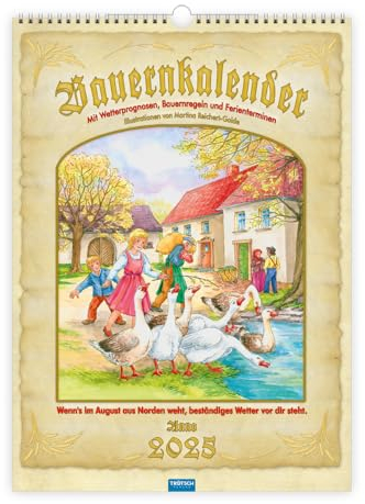 Trötsch Großbildkalender Bauernkalender 2025 mit Wetterprognosen Bauernregeln und Ferienterminen: Wandkalender