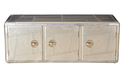 Casa Padrino Art Deco Designer Flieger Sideboard Aluminium mit 3 Schubladen 145 x 60 x 55 cm - Vintage Look