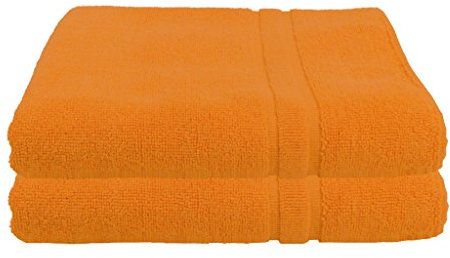 Julie Julsen 2er Pack 70 x 120 cm Duschtuch Premium Qualität 900 gm2 aktuellen Farben und 3 Größen aus Baumwolle Design Doppel Rahmen Orange