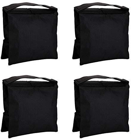 Fasmov 4 Pack Heavy Duty Photographic Sandbag Studio Video Sand Bag for Light Stands, Boom Stand, Tripod(Black)