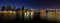 Wallario Glasbild New York Skyline - Brooklyn Bridge und Manhattan am Abend - 50 x 125 cm Wandbilder Glas in Premium-Qualität: Brillante Farben, freischwebende Optik