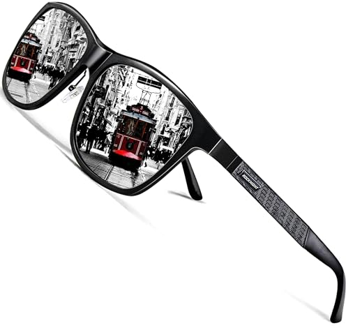 ROCKNIGHT HD Polarisierte UV-Sonnenbrille Silber verspiegelte Metallquadrat UV 400 Stilvolle Sonnenbrille für Herren und Damen
